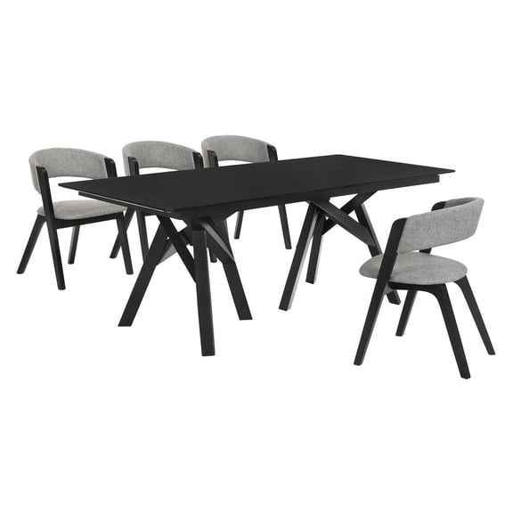 Cortina Rowan 5 Piece Black Dining Set