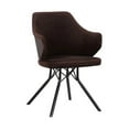 thumbnail image 1 of Darcie&nbsp;Mid-Century Dining Chair in Black Powder Coated Finish with Brown Velvet and Walnut Glazed Wood Finish Back, 1 of 5