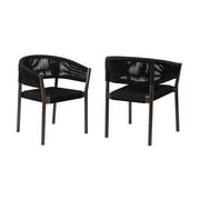Armen Living Doris Outdoor Dining Chair - Wood - Set of 2 - Stackable - Black