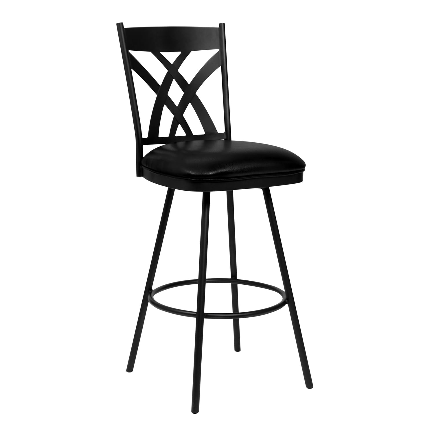 26" Black Faux Leather Metal Swivel Counter Stool