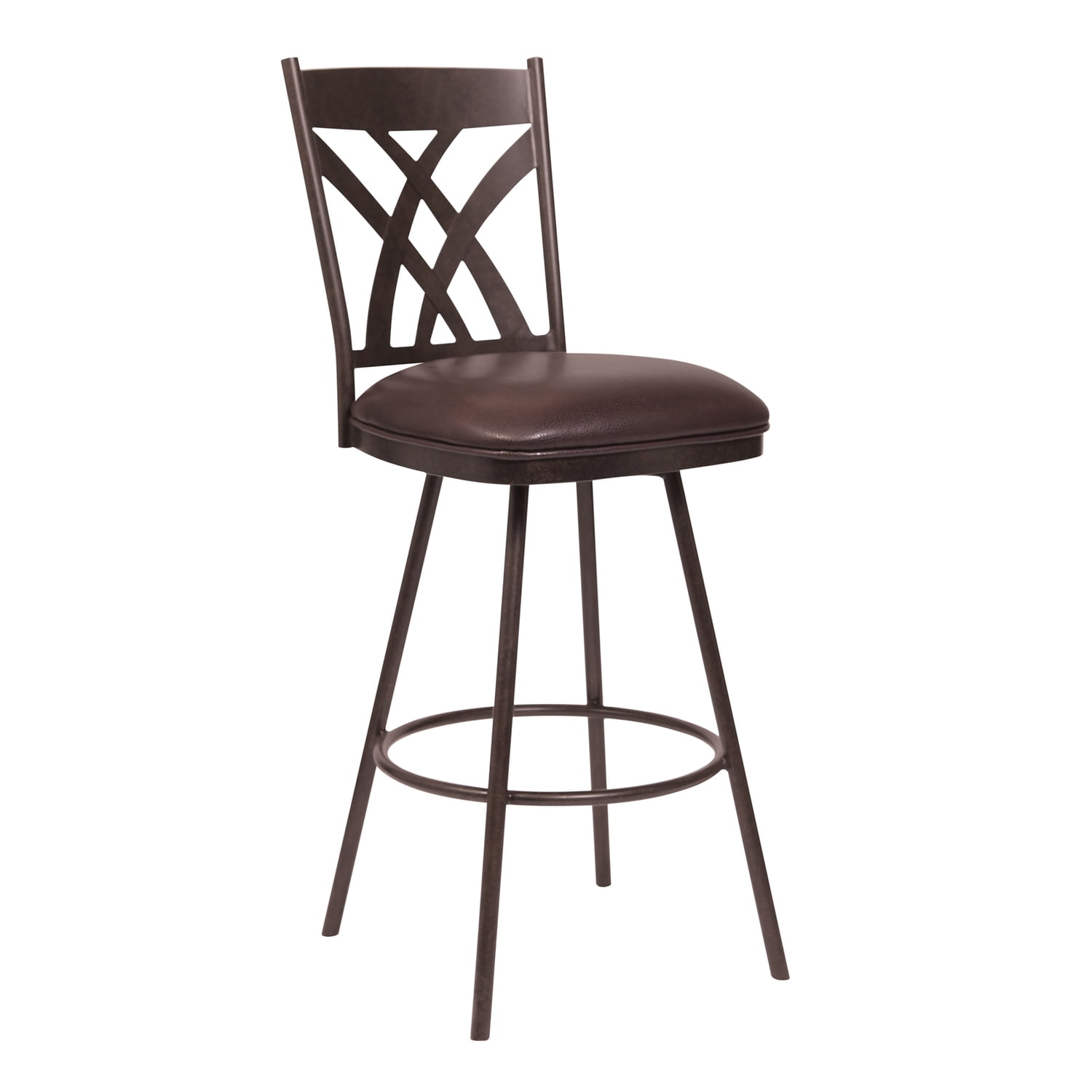 Dover Swivel Counter Height Barstool in Auburn Bay Metal and Brown Faux Leather