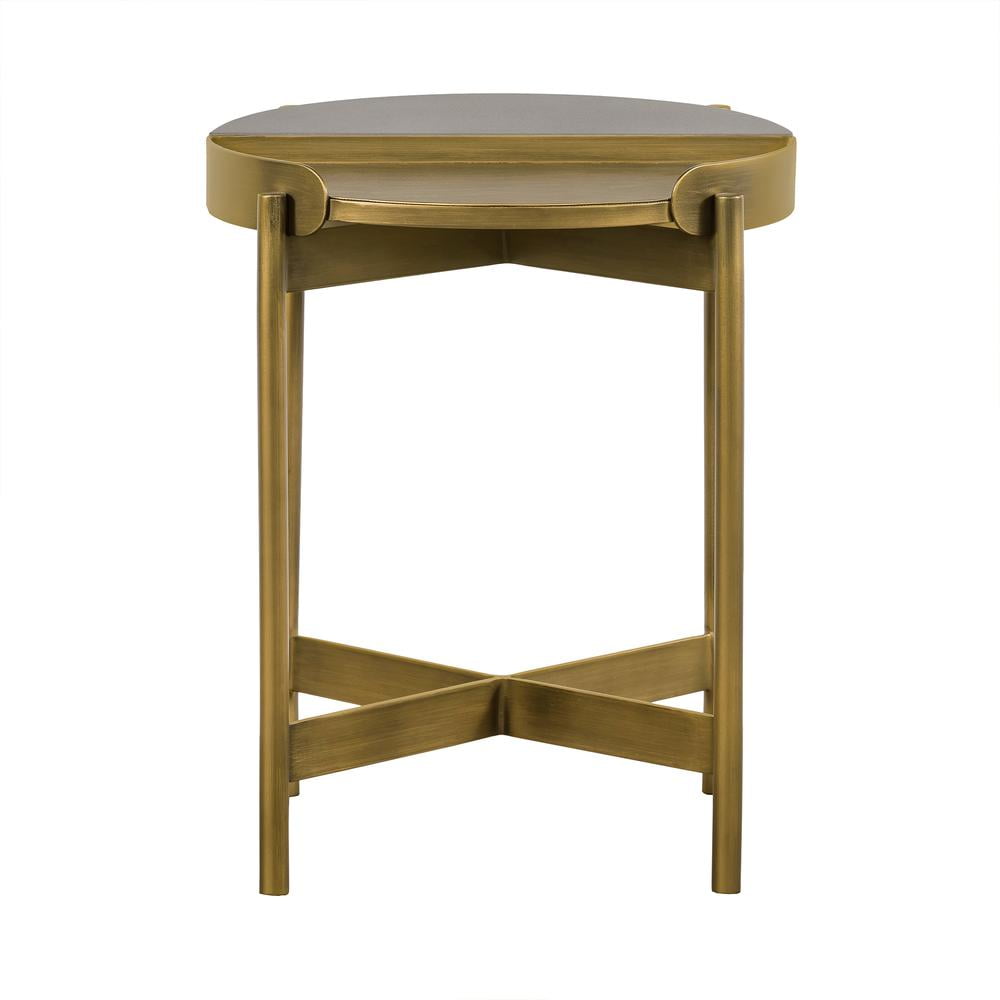 Gray Concrete and Antique Brass Round End Table