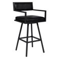 thumbnail image 1 of Armen Living Dylan 30" Faux Leather Swivel Bar Stool in Black, 1 of 2
