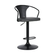 Armen Living Eagle Modern Faux Leather Adjustable Bar Stool in Gray and Black