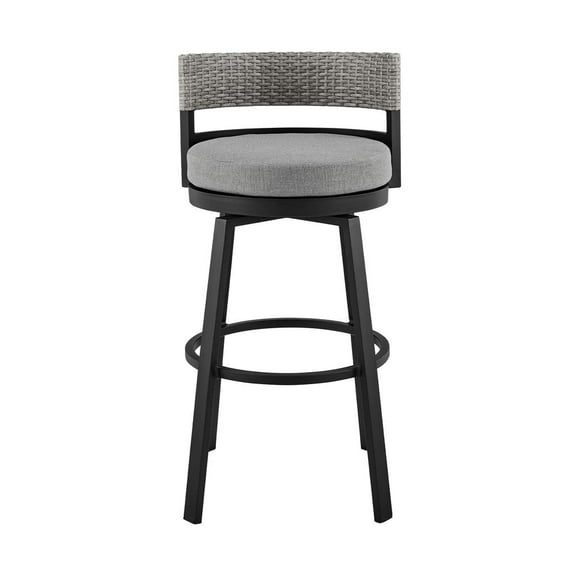 Armen Living Encinitas 26" Aluminum Outdoor Counter Stool in Dark Gray/Black