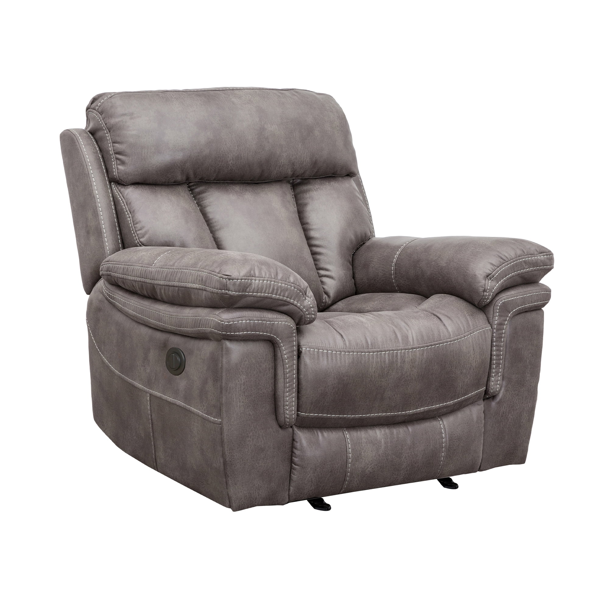 Gunmetal Gray Polyester Power Recliner with Pine Wood Frame