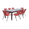 thumbnail image 1 of Armen Living Fineline and Clip 9PC Fabric Outdoor Dining Set in Brown/Brick Red, 1 of 9