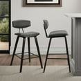 thumbnail image 1 of Fox 25.5" Counter Height Gray Faux Leather and Black Wood Mid-Century Modern Bar Stool - Set of 2, 1 of 6