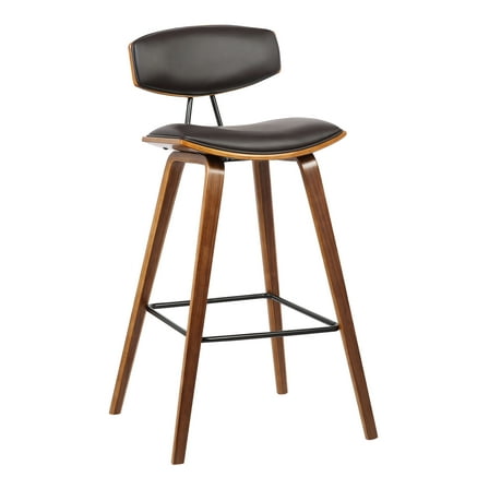 Armen Living Fox 25.5" Modern Faux Leather Counter Stool in Walnut/Brown