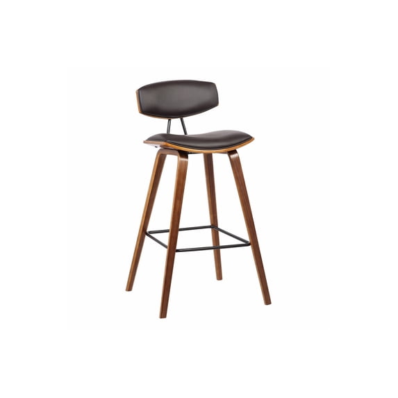 Wooden Frame Leatherette Counter Stool with Flared Legs, Brown- Saltoro Sherpi