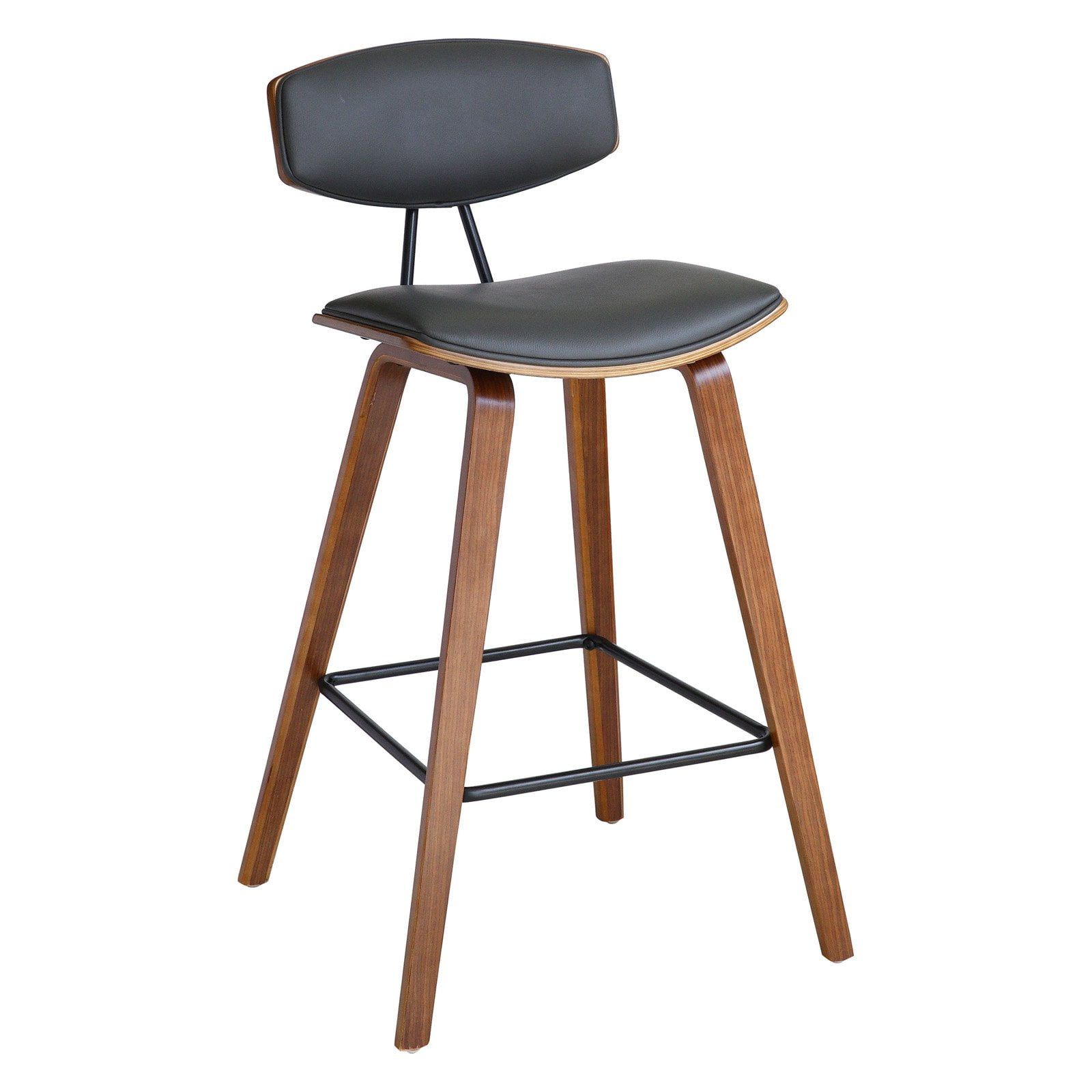 Fox 26'' Gray Faux Leather and Walnut Wood Counter Stool
