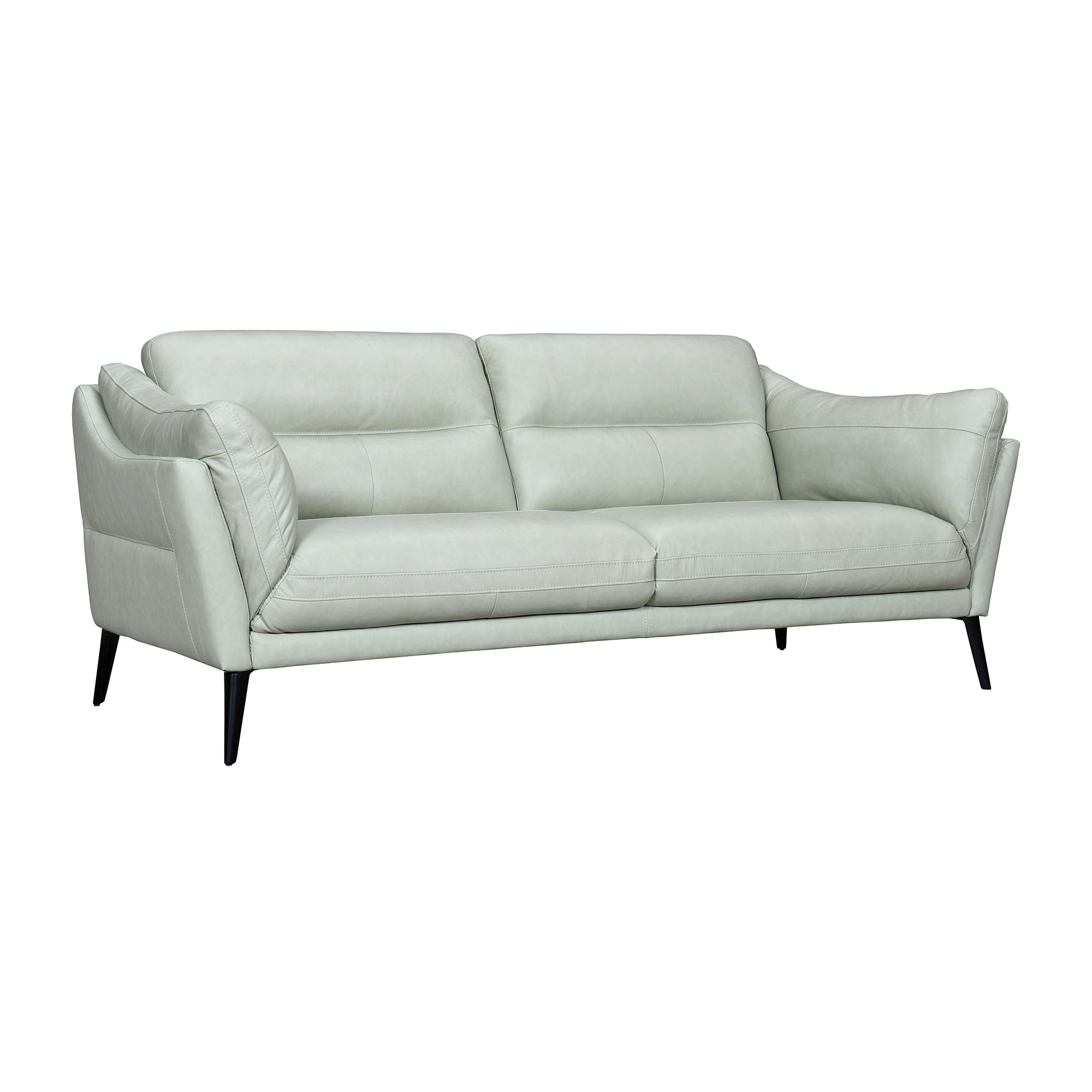 Mint Faux Leather Tufted Lawson Sofa with Sloped Arms