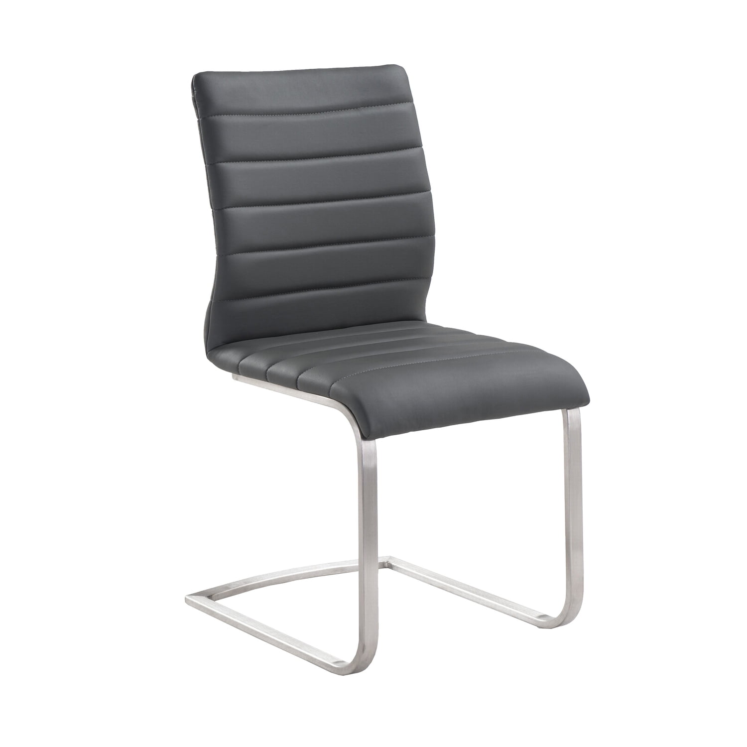 Gray Faux Leather Upholstered Side Chair with Metal Frame