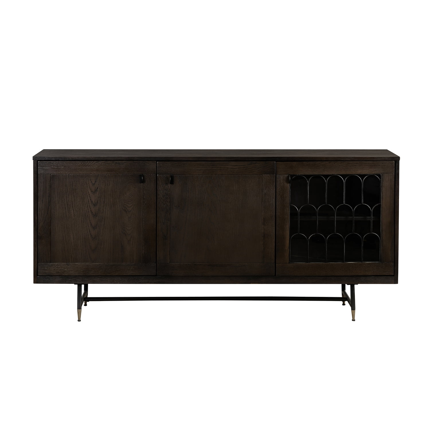 Gatsby 66" Black and Gray Oak Metal Buffet Cabinet