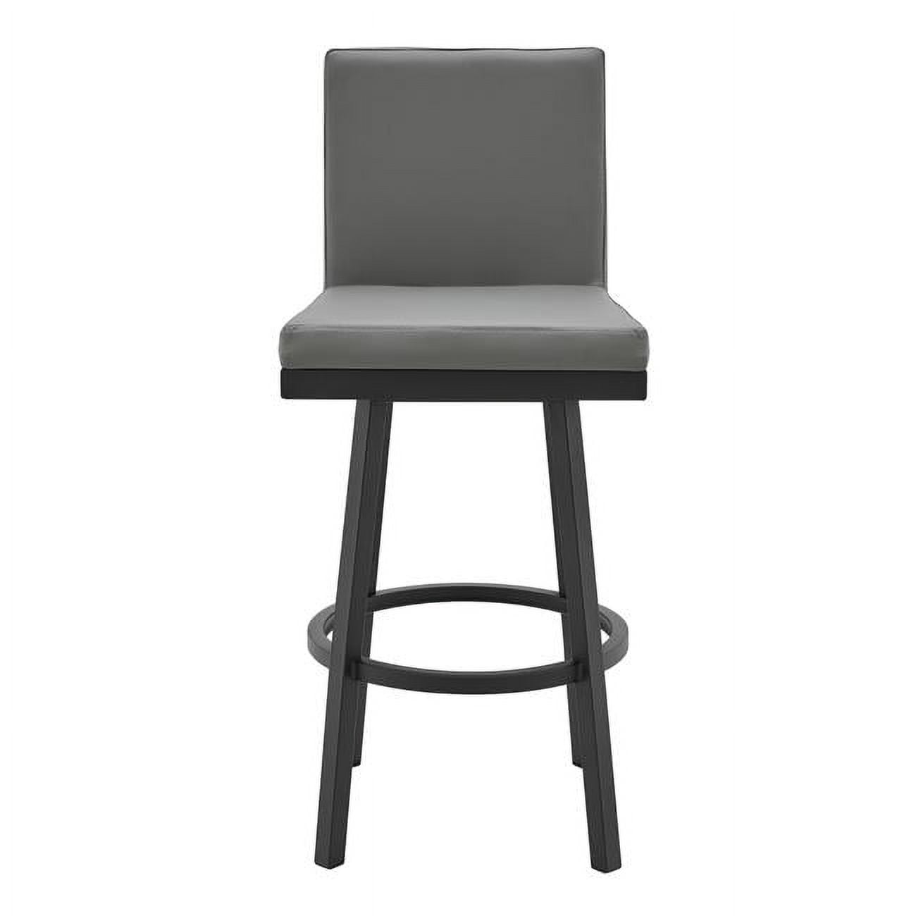 Rochester Geometric Swivel Counter Stool in Black Metal & Gray Leather