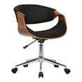 thumbnail image 1 of Armen Living Geneva Mid-Century Office Chair in Chrome finish with Black Faux Leather and Walnut Veneer Arms, 1 of 7