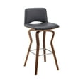thumbnail image 1 of Gerty 26" Swivel Grey Faux Leather and Walnut Wood Bar Stool, 1 of 5