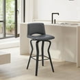 thumbnail image 1 of Armen Living Gerty 30" Faux Leather & Wood Swivel Bar Stool in Gray/Black, 1 of 10