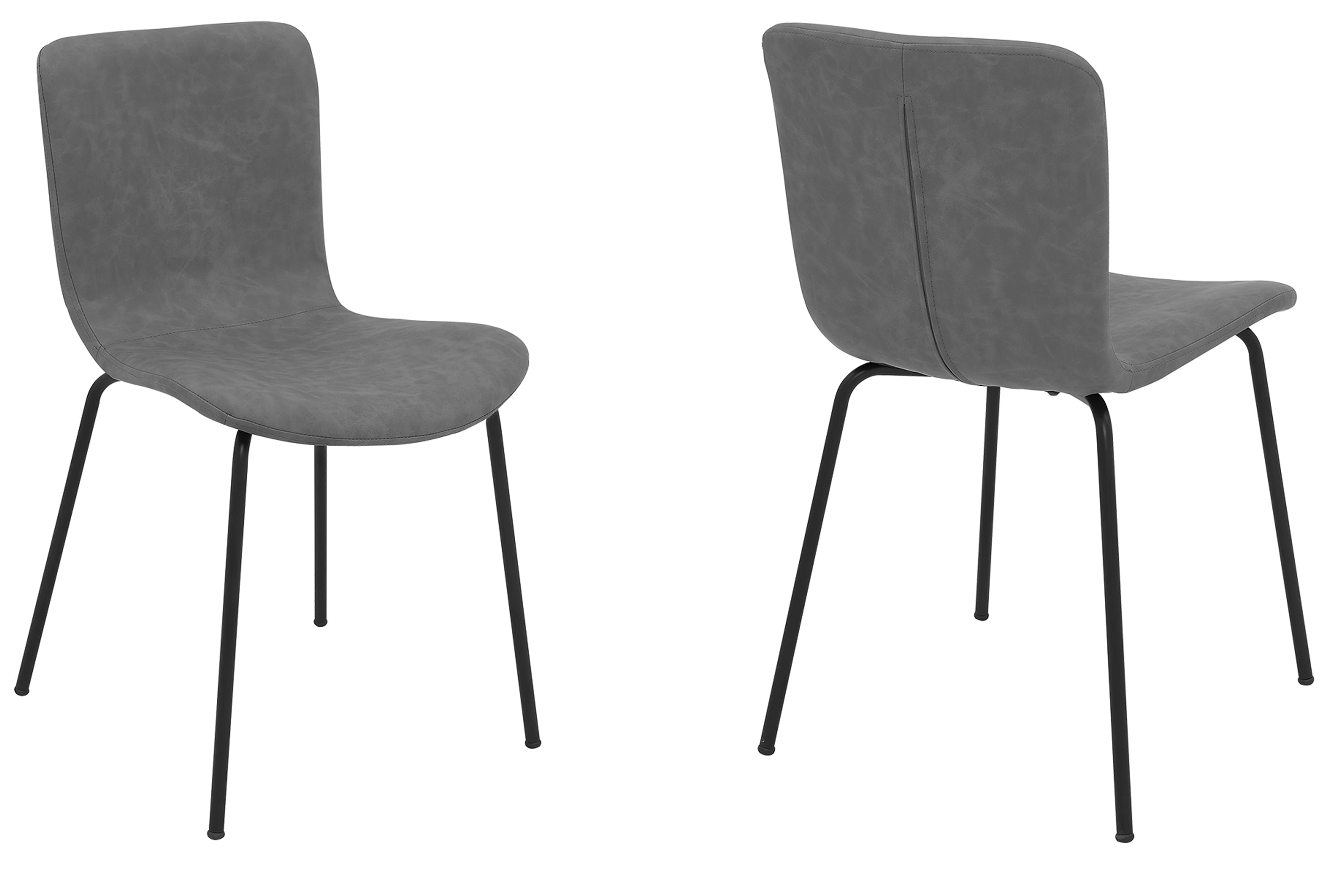 Gillian Modern Grey Faux Leather and Metal Dining Room Chairs - Set of 2