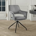 thumbnail image 1 of Hadley Dining Room Accent Chair in Gray Velvet with Black Finish, 1 of 8