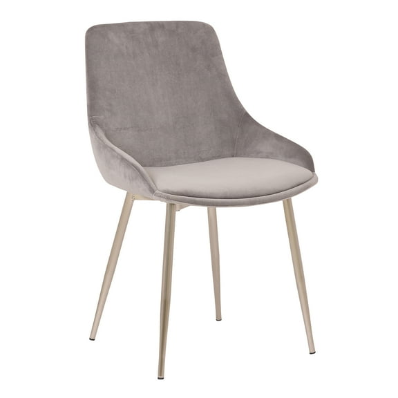 Heidi Gray Velvet Dining Accent Chair with Chrome Metal Legs