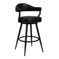 thumbnail image 1 of Armen Living Indoor Amador 30" Bar Height Barstool in a Black Powder Coated Finish and Vintage Black Faux Leather, 1 of 8