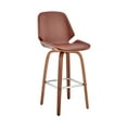 thumbnail image 1 of Armen Living Indoor Arabela 26" Brown Faux Leather and Walnut Wood Swivel Bar Stool, 1 of 11