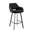 thumbnail image 1 of Armen Living Indoor Aura Black Faux Leather and Black Metal Swivel 30" Bar Stool, 1 of 11