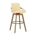 thumbnail image 1 of Baylor 30" Cream Faux Leather and Walnut Wood Swivel Bar Stool, 1 of 7