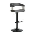 thumbnail image 1 of Calista Adjustable Bar Stool in Gray Faux Leather with Golden Bronze and Black Metal, 1 of 10