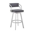 thumbnail image 1 of Armen Living Indoor Capri 26" Swivel Slate Gray Faux Leather and Silver Metal Bar Stool, 1 of 12