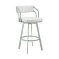 thumbnail image 1 of Armen Living Indoor Capri 30" Swivel White Faux Leather and Silver Metal Bar Stool, 1 of 14