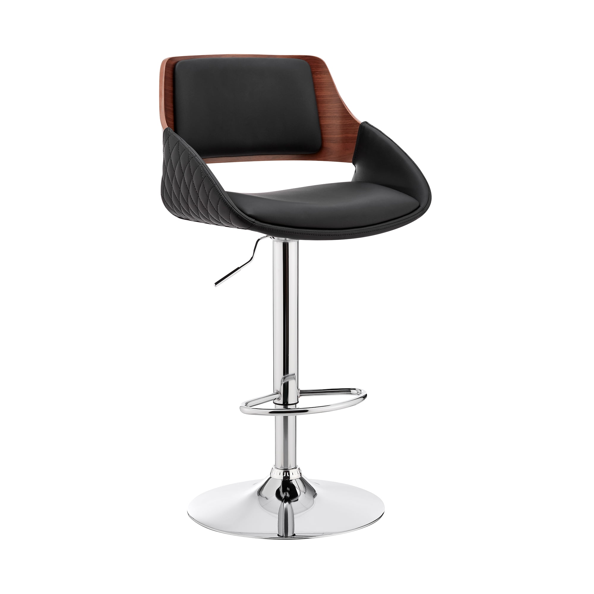 Colby Adjustable Black Faux Leather and Chrome Finish Swivel Bar Stool