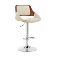 thumbnail image 1 of Colby Adjustable Cream Faux Leather and Chrome Finish Bar Stool, 1 of 12