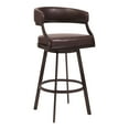 thumbnail image 1 of Dione 30" Seat Height Swivel Auburn Bay and Brown Faux Leather Bar Stool for Kitchen Island Counter, 1 of 9