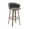 thumbnail image 1 of Diana 30" Swivel Walnut Wood Bar Stool in Gray Faux Leather, 1 of 11