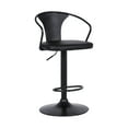 thumbnail image 1 of Eagle Adjustable Height Swivel Black Faux Leather and Black Wood Bar Stool with Black Metal Base, 1 of 9