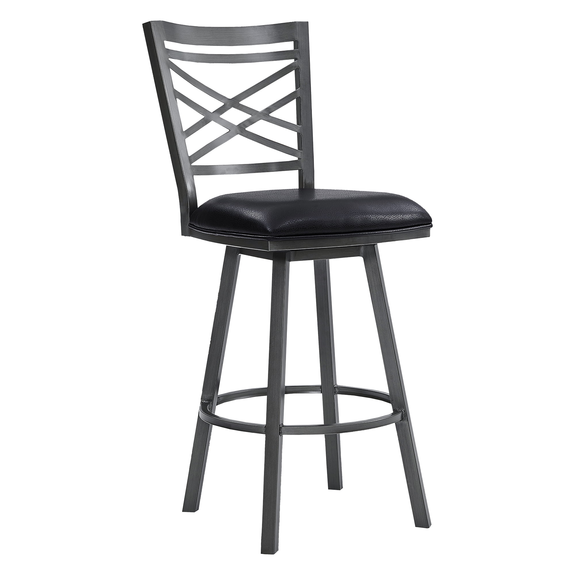 Fargo 32" Swivel Barstool in Mineral Finish with Black Faux Leather