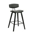 thumbnail image 1 of Armen Living Fox 25.5" Seat Height Gray Faux Leather and Black Wood Mid-Century Modern Bar Stool, 1 of 9