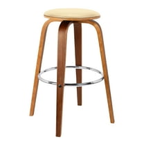 Armen Living Indoor Grady 29" Swivel Gray Faux Leather and Walnut Wood Bar Stool