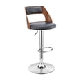 thumbnail image 1 of Armen Living Indoor Itzan Adjustable Swivel Gray Faux Leather and Black Wood Bar Stool with Black Base, 1 of 13
