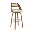 thumbnail image 1 of Armen Living Indoor Julius 26" Brown Faux Leather and Walnut Wood Bar Stool, 1 of 13