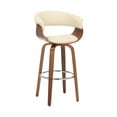 thumbnail image 1 of Armen Living Indoor Julyssa 30" Bar Height Swivel Brown Faux Leather and Walnut Wood Bar Stool, 1 of 9