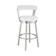 thumbnail image 1 of Kobe 30" Bar Height Swivel Bar Stool in Brushed Stainless Steel Finish and White Faux Leather, 1 of 9