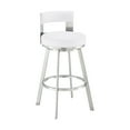 thumbnail image 1 of Lynof Swivel Counter Stool in Brushed Stainless Steel with White Faux Leather, 1 of 11