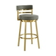thumbnail image 1 of Madrid Bar Stool 26" Seat Height Swivel with Gold Brushed Stainless Steel and Vintage Gray Faux Leather, 1 of 13