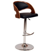Malibu Swivel Barstool In Black PU/ Walnut Veneer and Chrome Base