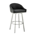 thumbnail image 1 of Noran Swivel Bar Stool in Brushed Stainless Steel with Black Faux Leather, 1 of 13