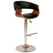 Armen Living Indoor Panama 30 Bar Height Bar Stool in Charcoal Fabric and Black Finish