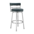 thumbnail image 1 of Madrid 30" Bar Height Swivel Blue Faux Leather and Brushed Stainless Steel Bar Stool, 1 of 10